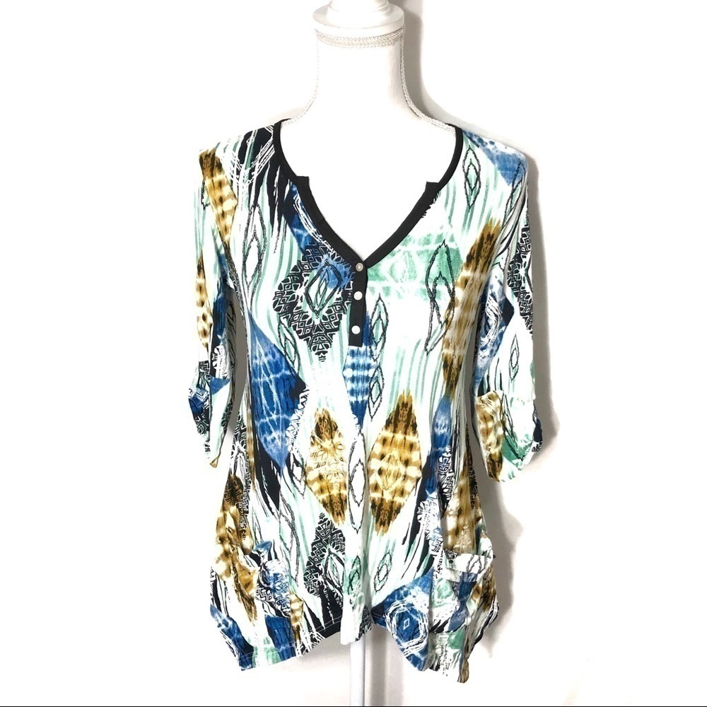 Anthropologie Kyla Seo Tunic NWT Medium Blouse Top Blue